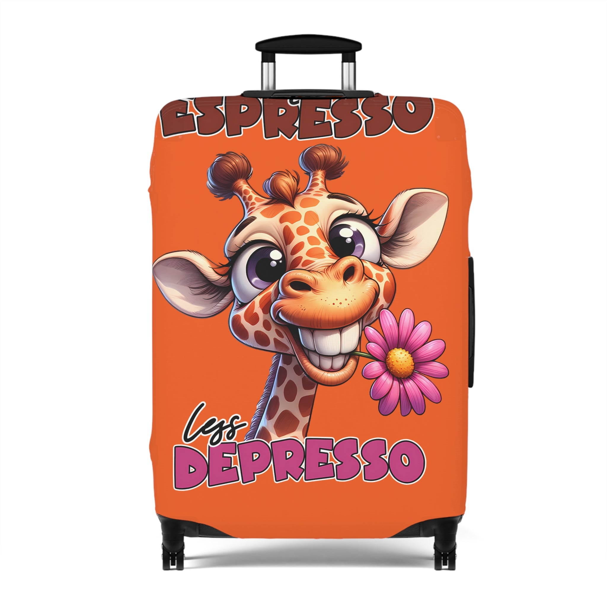 Funny Giraffe Luggage Cover, More Espresso Less Depresso, Cute Animal Luggage Cover, Humorous Morning Gift, Fun Novelty Tea Mug, Unique Work Gift Luggage Cover