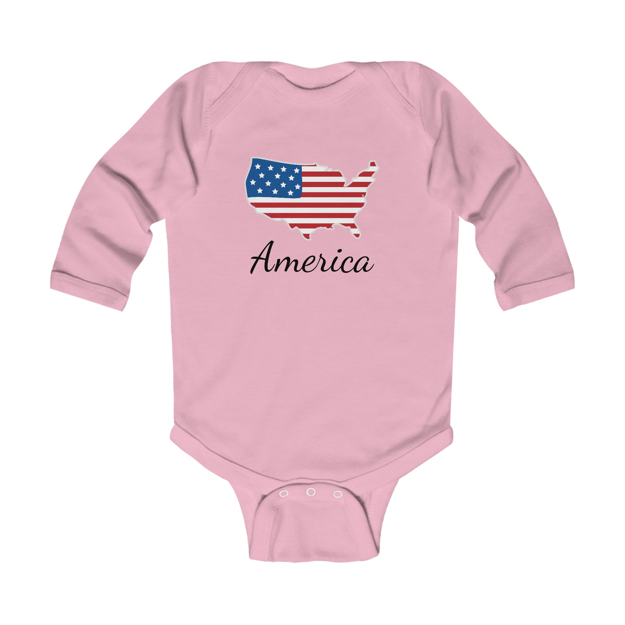 America Long Sleeve Baby Bodysuit