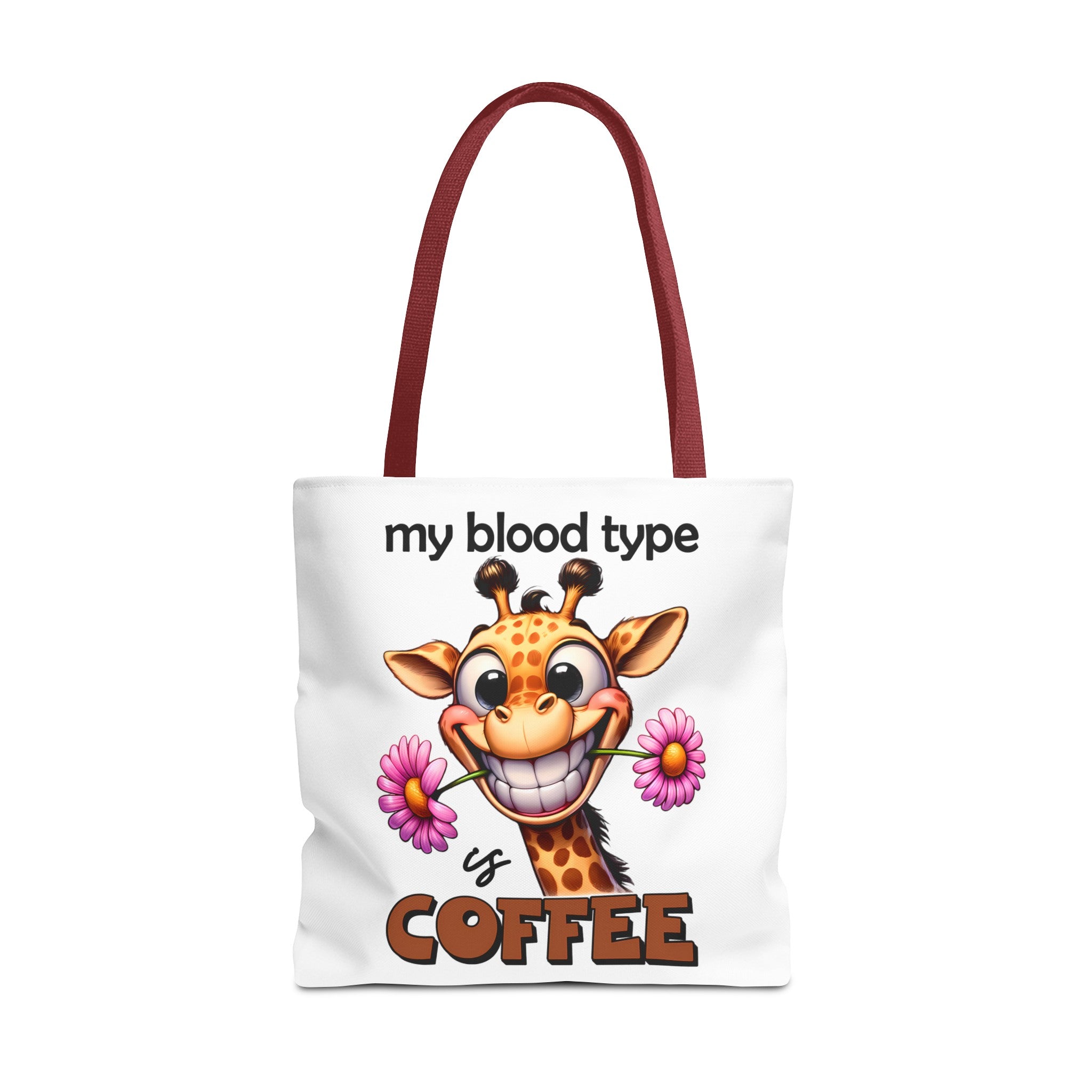 Funny Giraffe Tote Bag, My Blood Type is Coffee Tote Bag, Cute Animal Tote Bag, Fun Coffee Lover Gift, Quirky Giraffe Art Bag Tote Tote Bag