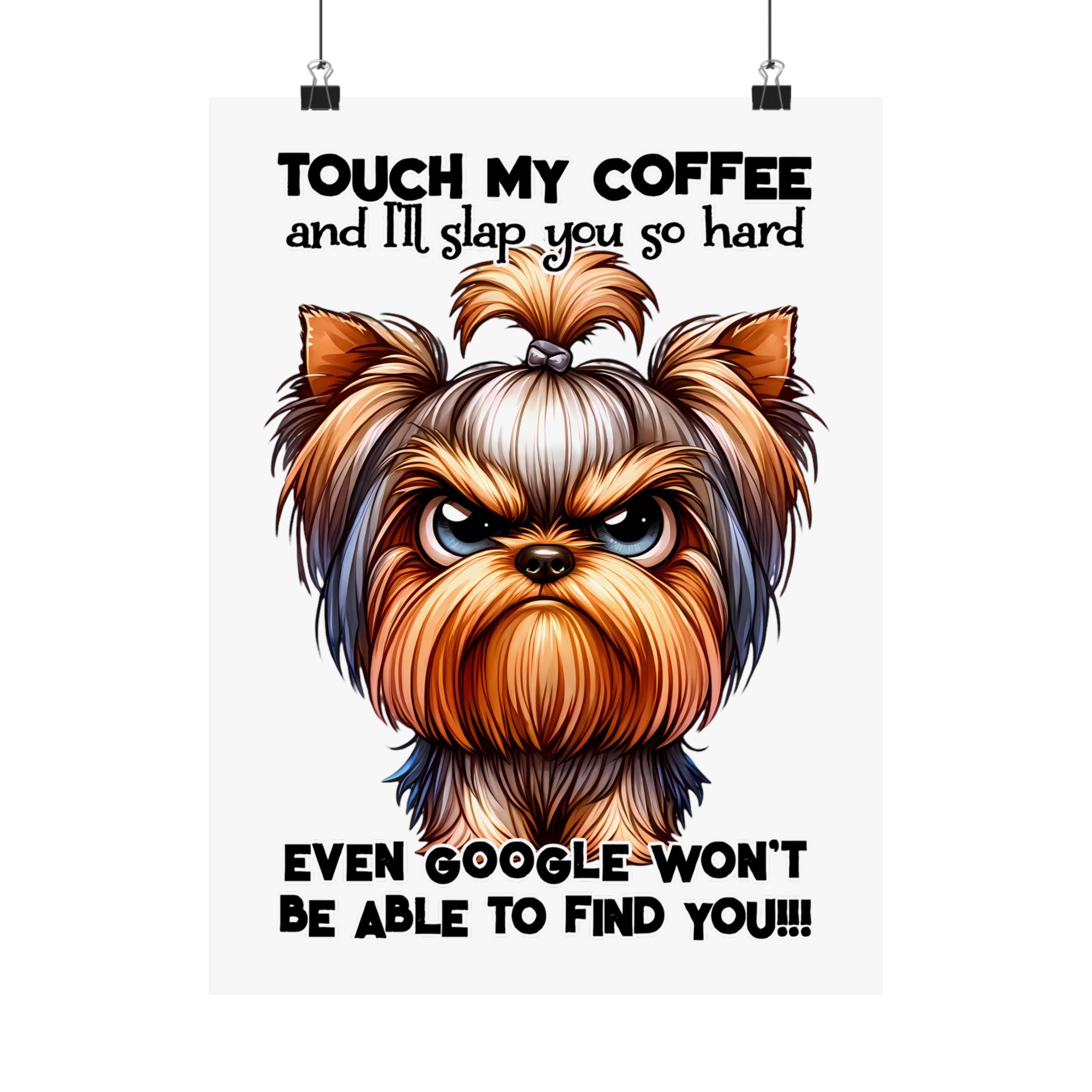 Funny Dog Coffee Quote Wall Art, Humorous Pet Poster, Dog Lover Gift, Coffee Decor, Wall Art for Kitchen, Office Decor, Pet Quotes Art Matte Vertical Posters