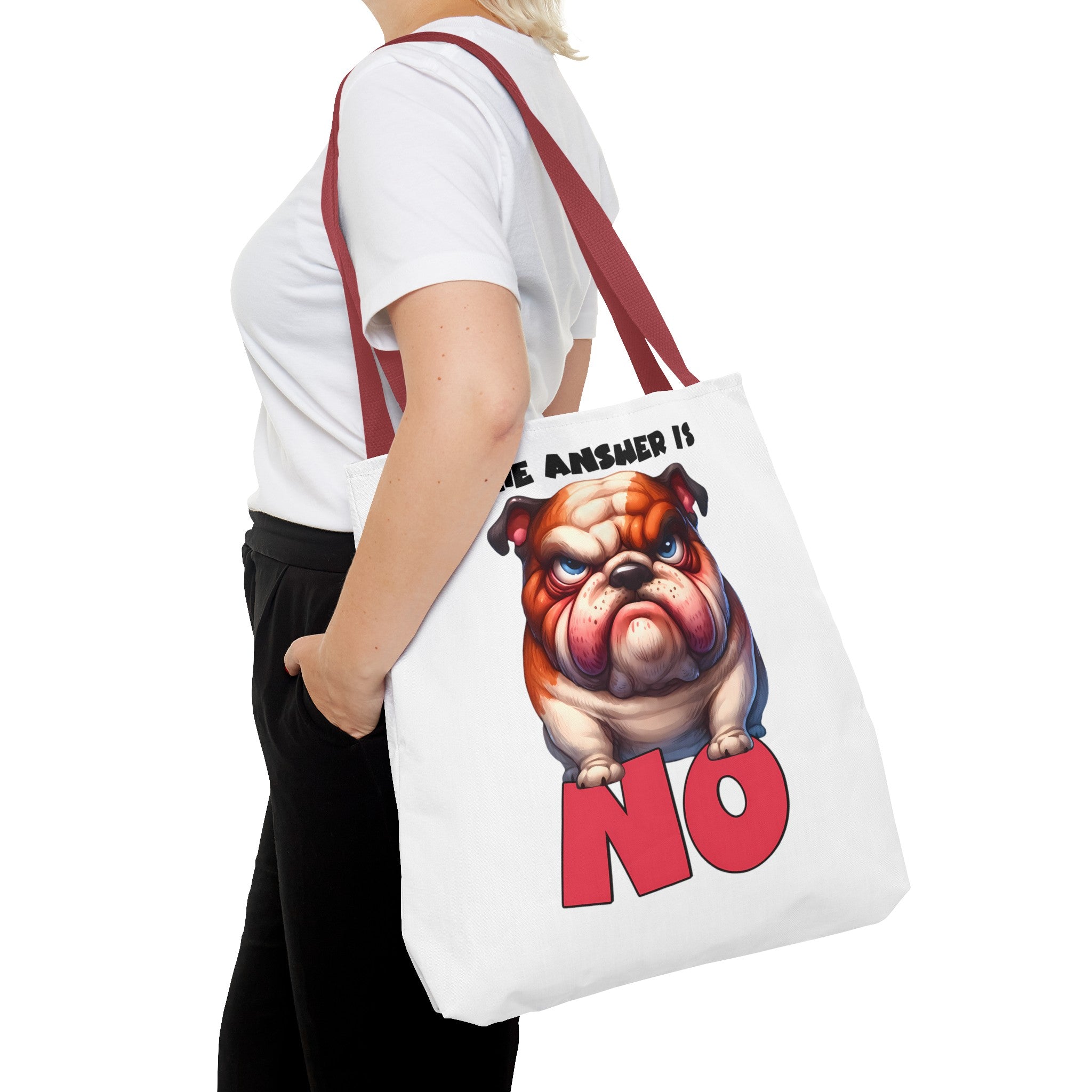 Funny Bulldog Tote Bag, The Answer Is No Graphic Tote, Cute Dog Illustration, Reusable Shopping Bag, Gift for Dog Lovers, Pet-themed Tote Tote Tote Bag