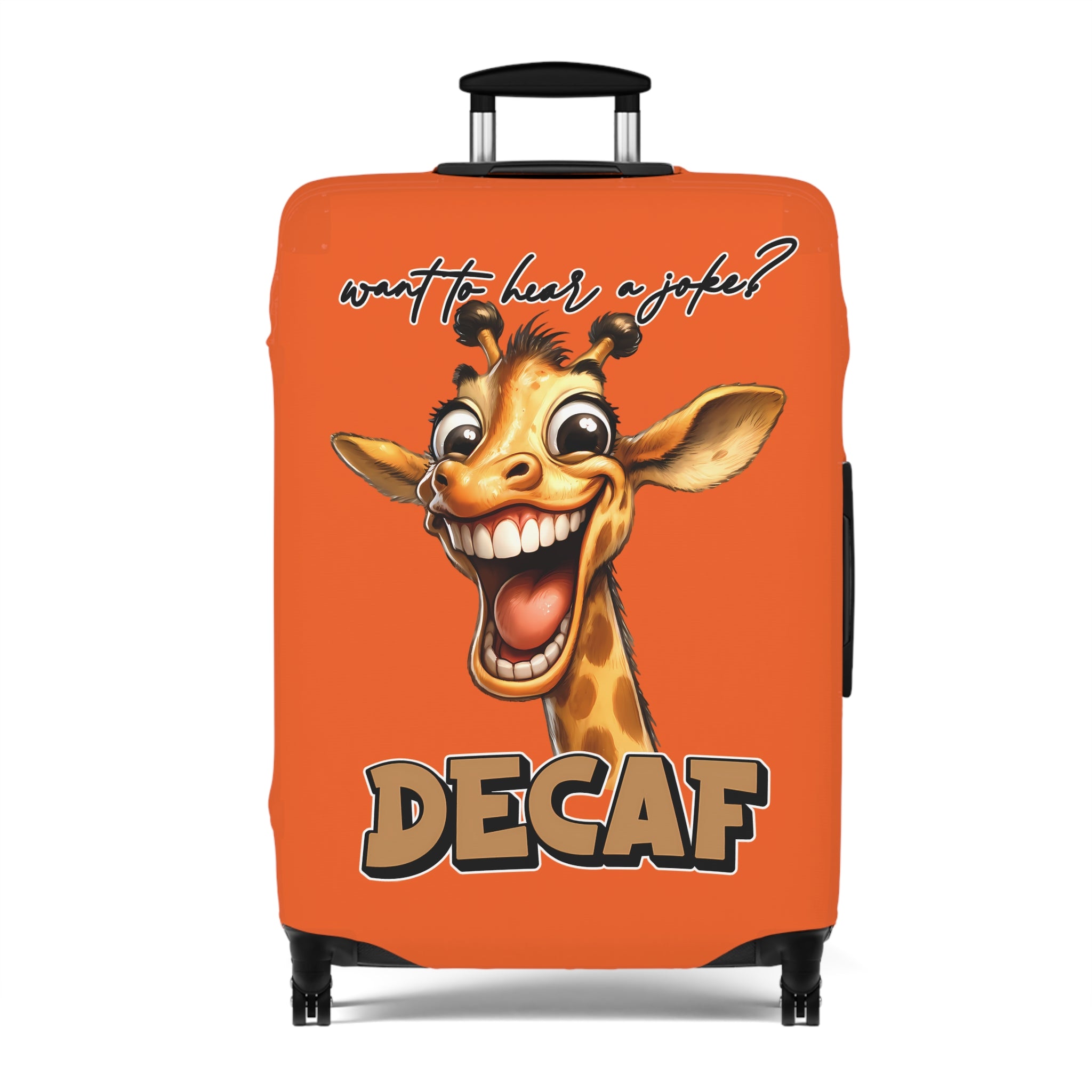 Funny Giraffe Joke Luggage Cover, Decaf Coffee Luggage Cover, Humorous Animal Lover Gift, Unique Coffee Cup, Perfect for Gag Gifts, Cute Animal Luggage Cover