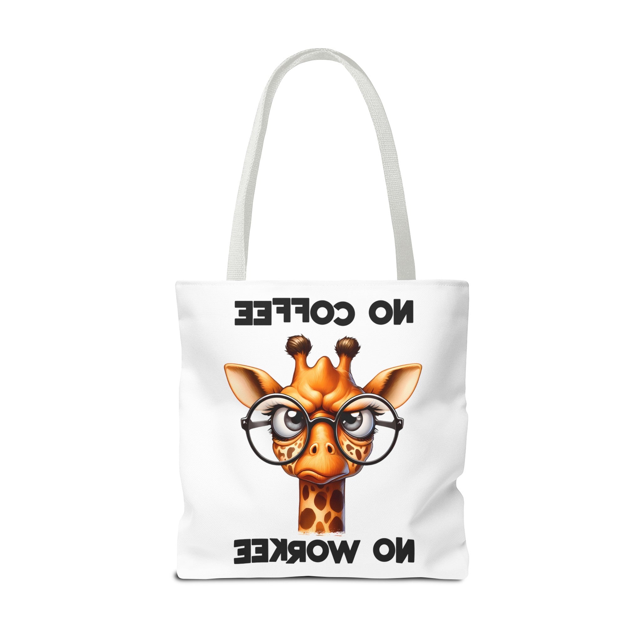 Funny Giraffe Tote Bag, No Coffee No Workee Quote Bag, Cute Giraffe with Glasses, Animal Quote Tote, Trendy Shopping Bag, Reusable Bag Tote Tote Bag