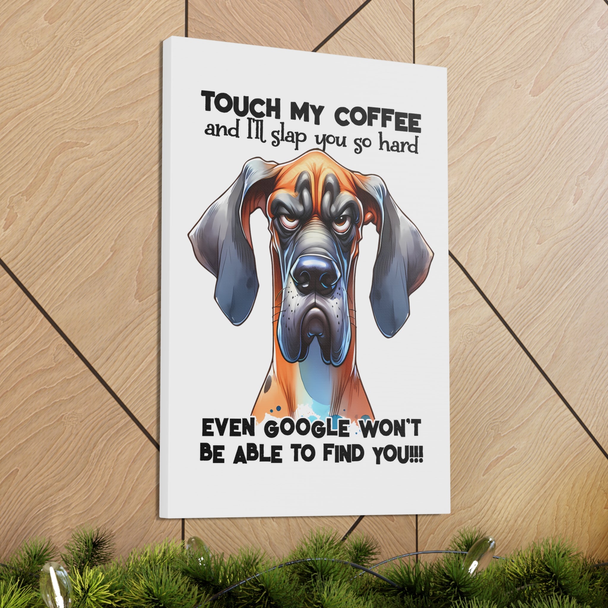 Funny Dog Wall Art, Pet Lover Gift, Coffee Quote Wall Decor, Humorous Pet Poster, Quirky Kitchen Art, Animal Lover Canvas Canvas Gallery Wraps