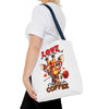 Love Is In The Air Giraffe Tote Bag, Cute Coffee Lover Giraffe Tote Bag, Funny Giraffe With Rose Tote Bag, Valentine's Day Gift Tote Bag Tote Tote Bag