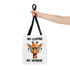 Funny Giraffe Tote Bag, No Coffee No Workee Quote Bag, Cute Giraffe with Glasses, Animal Quote Tote, Trendy Shopping Bag, Reusable Bag Tote Tote Bag