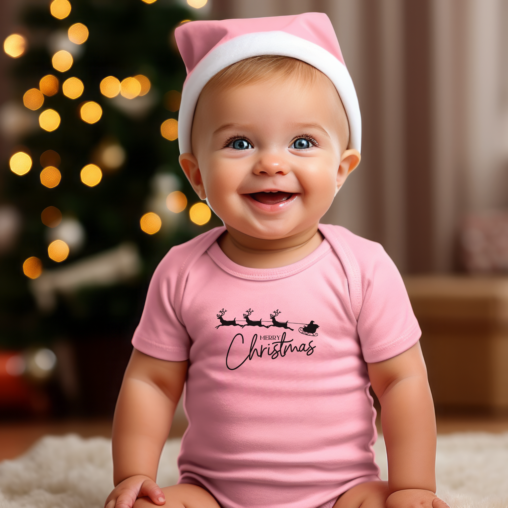 Merry Christmas Reindeer Baby Onesie, Baby Bodysuit, 2023, Christmas present, christmas morning, Holiday, Happy Christmas, babyboy, babyGirl