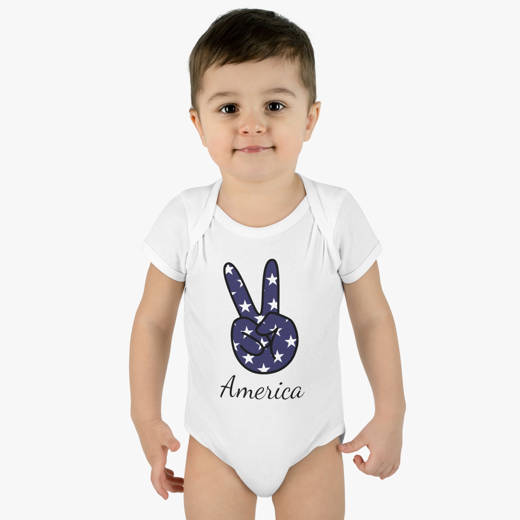 America Piece Sign Design Baby Bodysuit