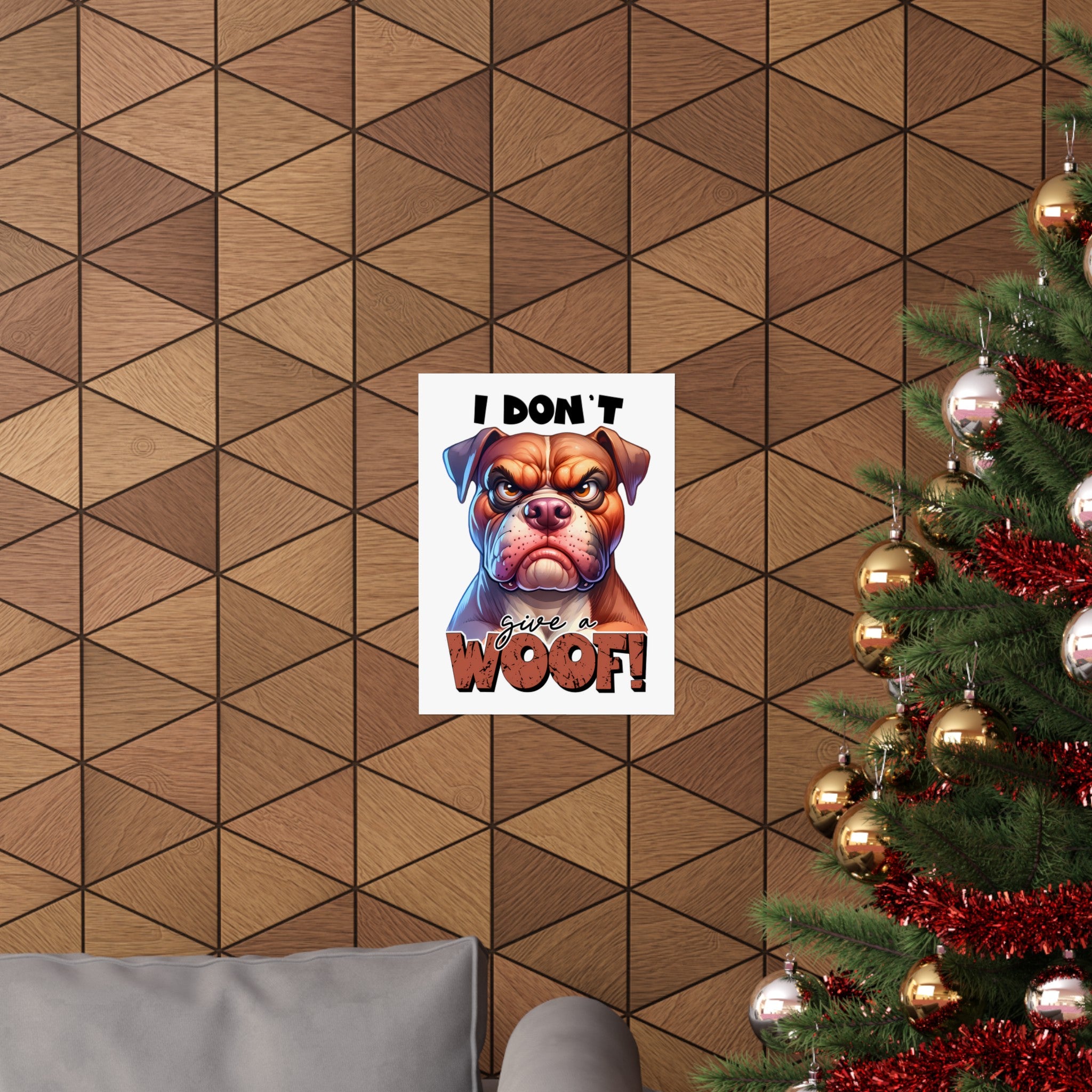 Funny Dog Wall Art Print, I Don't Give a Woof, Bulldog Poster, Cute and Humorous Home Decor, Animal Lover Gift, Office Wall Art Matte Vertical Posters