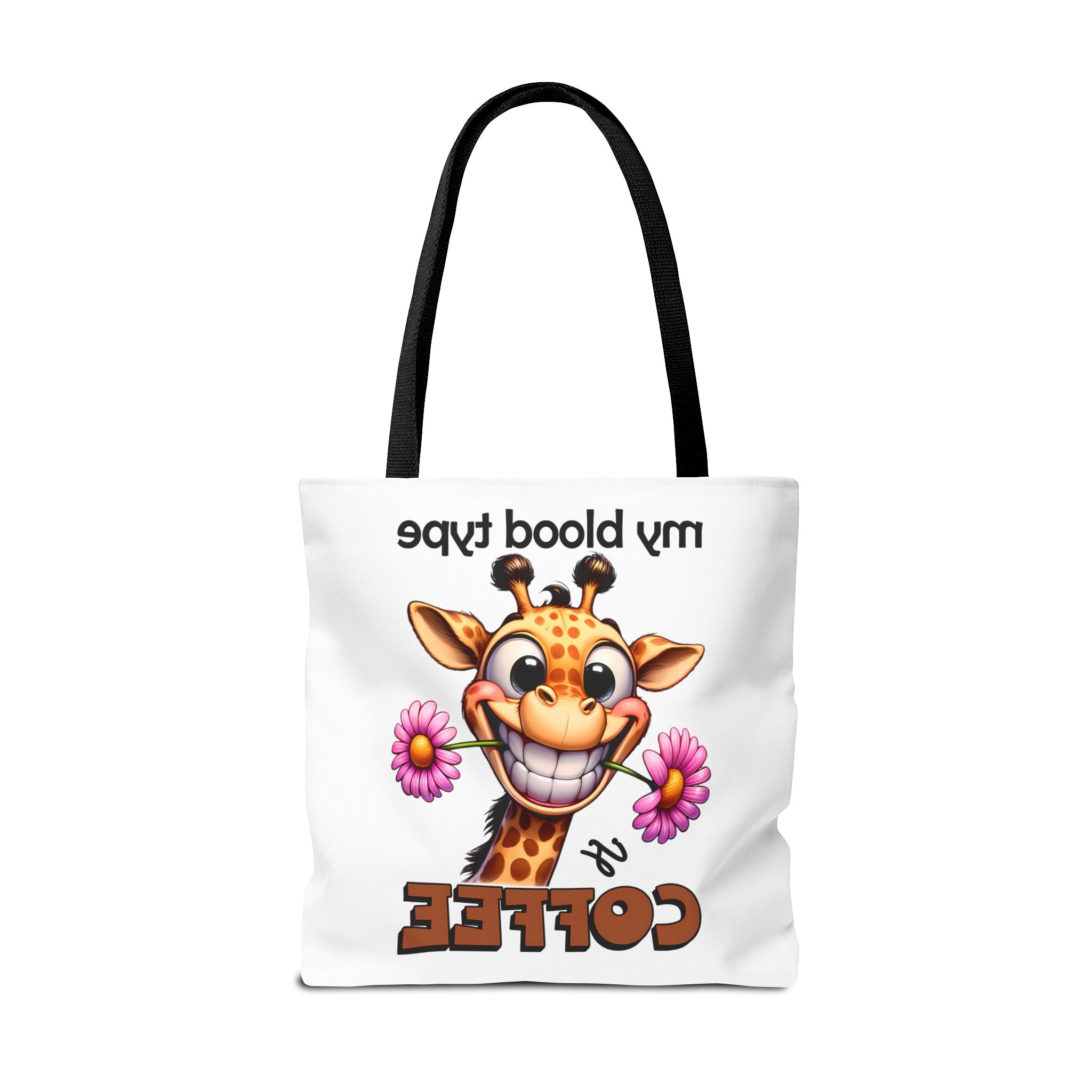 Funny Giraffe Tote Bag, My Blood Type is Coffee Tote Bag, Cute Animal Tote Bag, Fun Coffee Lover Gift, Quirky Giraffe Art Bag Tote Tote Bag