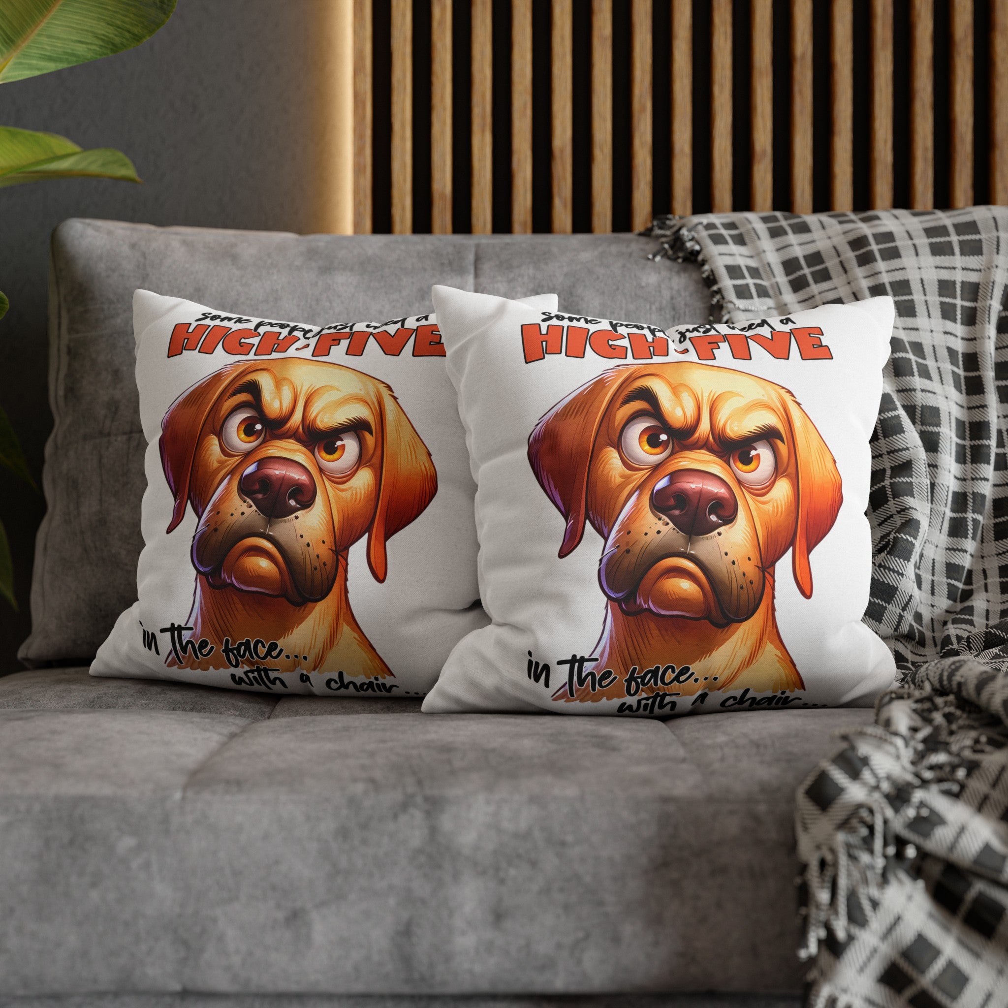 Funny Dog High-Five Pillow Case, Sarcastic Dog Pillow Covers, Dog Lover Humor Cushion, Decorative Throw Pillow Cover Spun Polyester Square Pillowcase