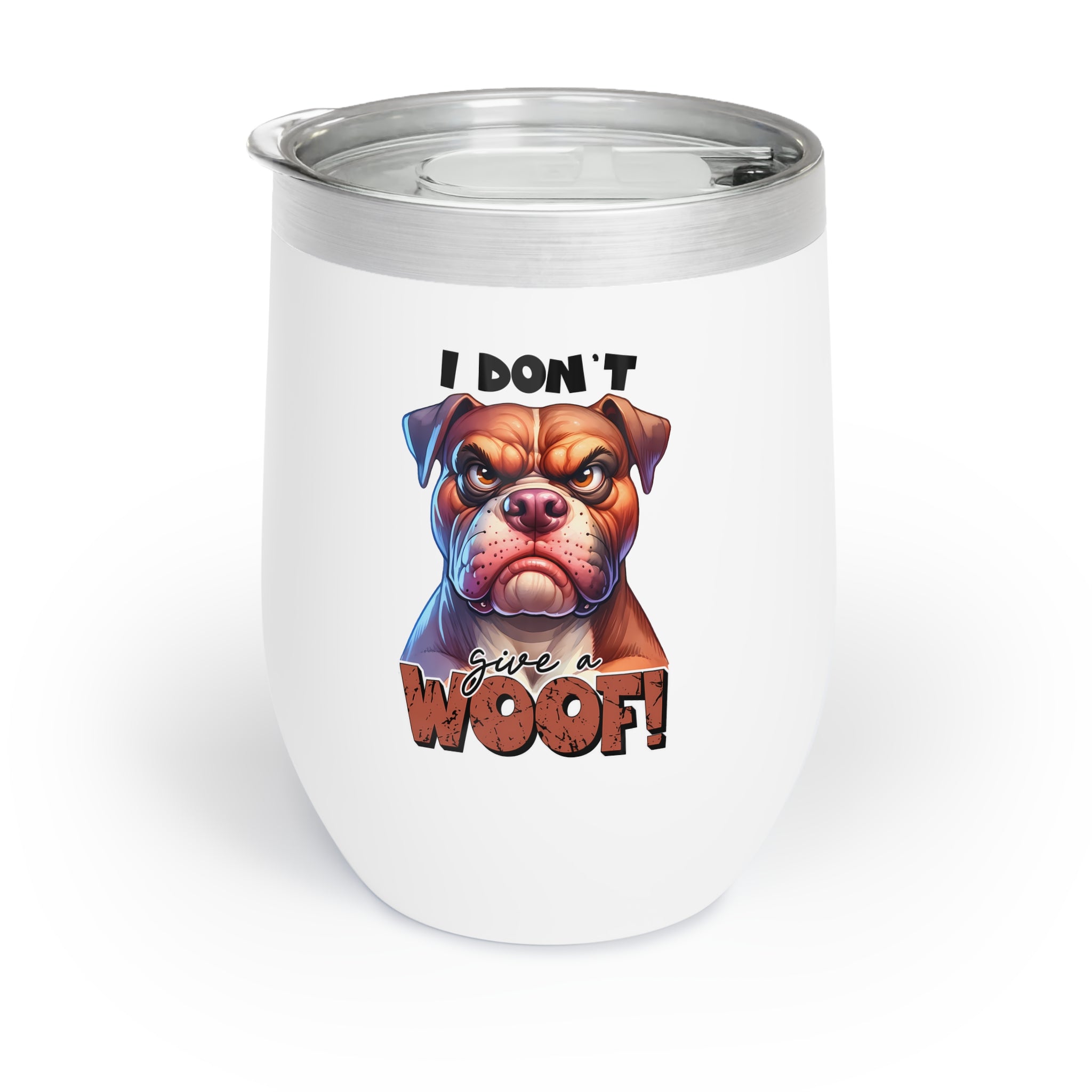 Funny Dog Graphic Wine Tumbler, 12oz Wine Tumbler, I Don't Give A Woof Design, Cute Pet Lover Gift, Portable Drinkware Wine Tumbler