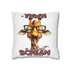 Funny Giraffe Pillow Case, A Yawn is a Silent Scream for Coffee, Humorous Pillow Cover, Animal Art, Coffee Lover Gift, Decorative Cushion Spun Polyester Square Pillowcase