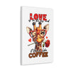 Cute Giraffe Love Wall Art, Coffee Quote Poster, Quirky Animal Decor, Fun Giraffe Illustration, Heart Glasses Artwork, Romantic Coffee Print Canvas Gallery Wraps