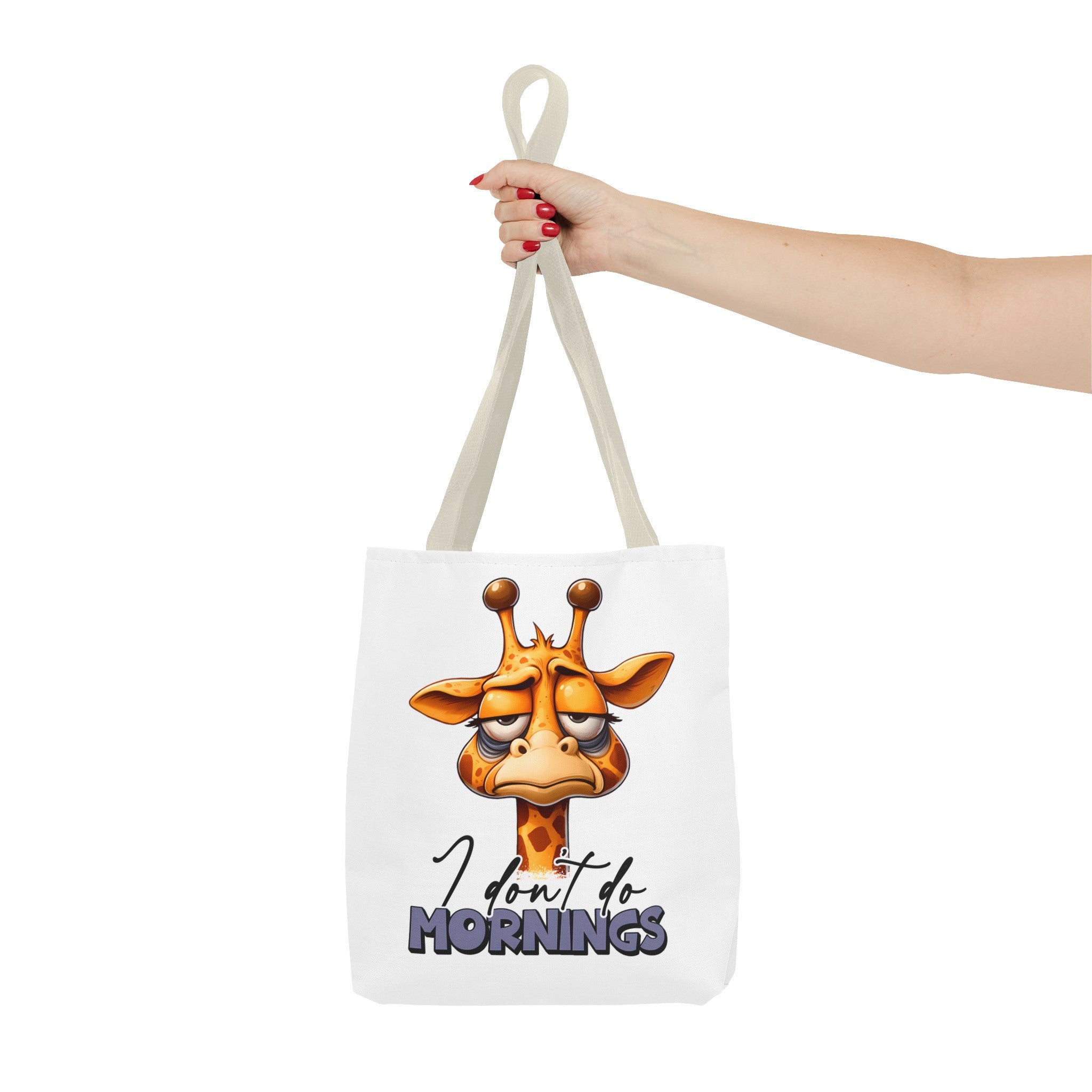 Funny Giraffe Tote Bag, I Don't Do Mornings Design, Cute Animal Quote Gift, Humorous Shopping Bag, Reusable Grocery Bag, Eco-Friendly Tote Tote Bag