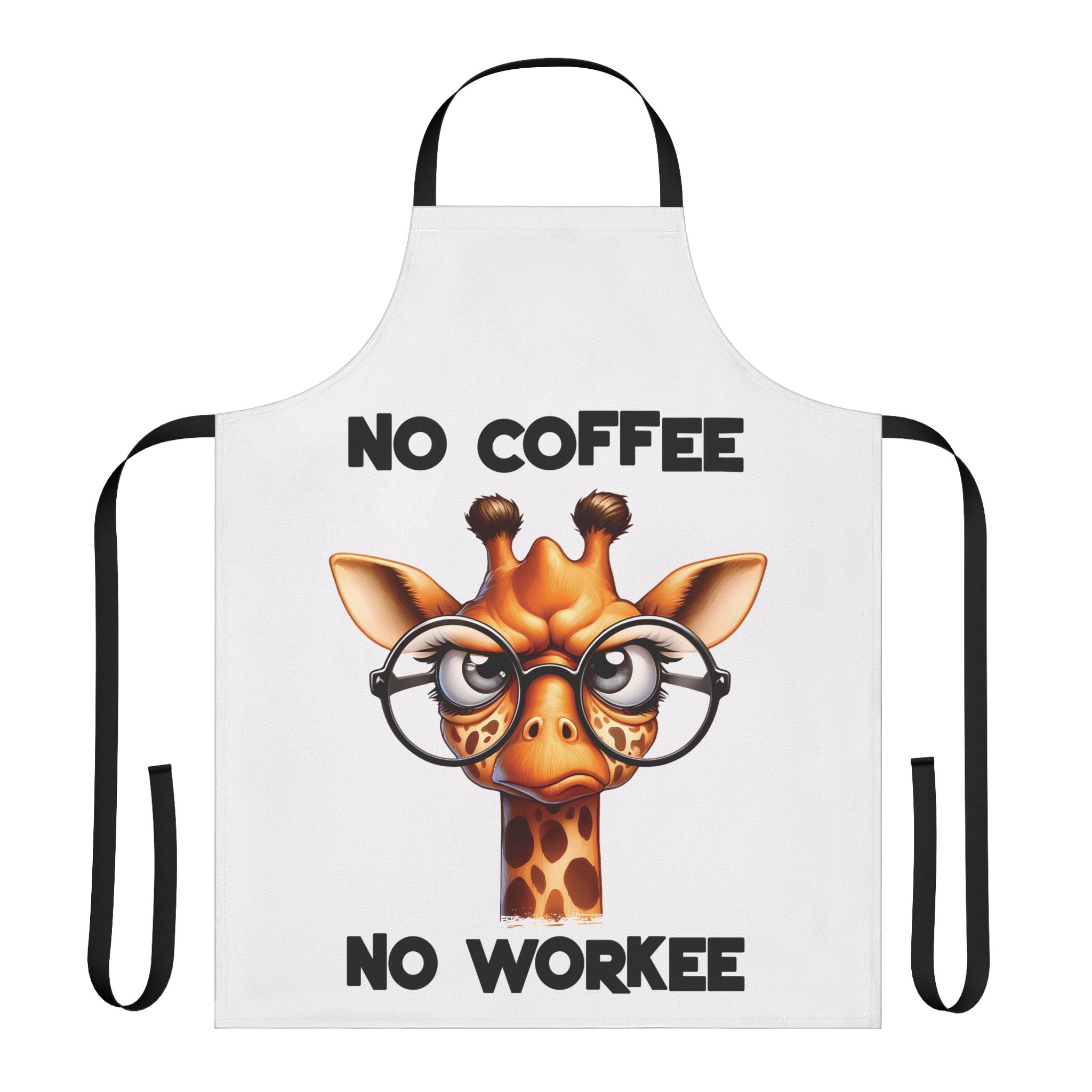 Funny Giraffe Apron, No Coffee No Workee Apron, Giraffe with Glasses Apron, Cute Animal Lover Gift, Coffee Lover Apron, Office Humor Gift Apron