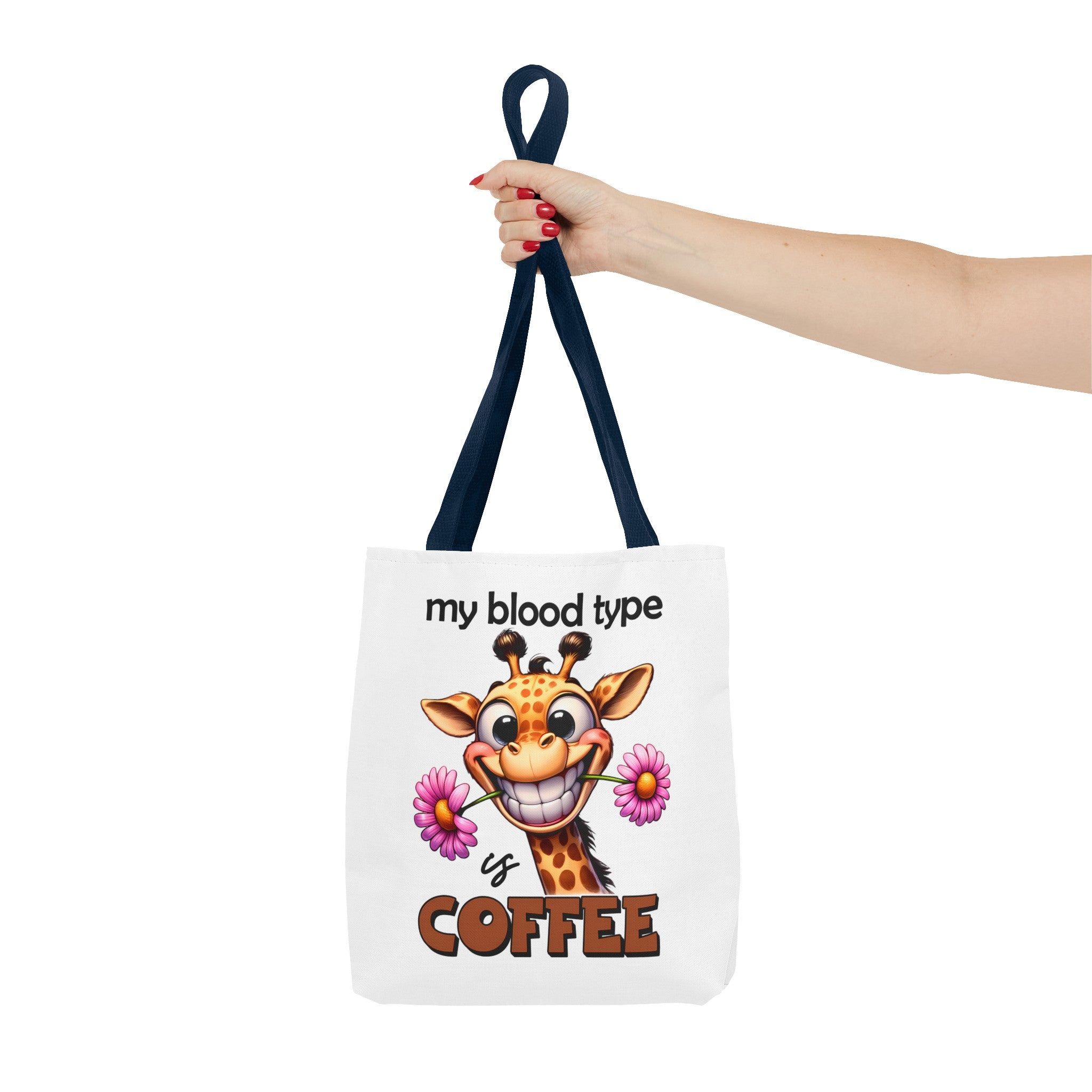 Funny Giraffe Tote Bag, My Blood Type is Coffee Tote Bag, Cute Animal Tote Bag, Fun Coffee Lover Gift, Quirky Giraffe Art Bag Tote Tote Bag