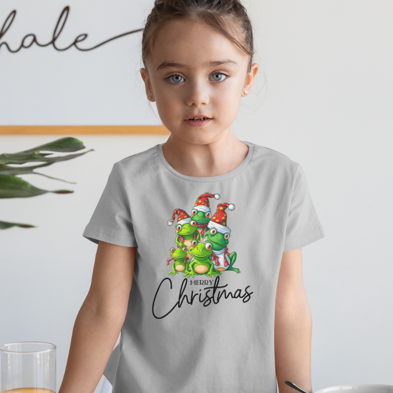 Kids Tee, T-Shirt Merry Christmas, Christmas Frog 2023, Christmas present, christmas morning, Holiday, Happy Christmas,