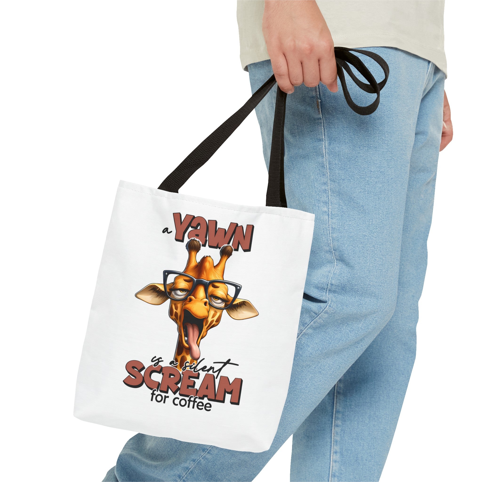 Funny Giraffe Tote Bag, A Yawn is a Silent Scream for Coffee, Cute Animal Tote, Quirky Tote Bag, Coffee Lovers Gift, Unique Tote Bag Tote Tote Bag