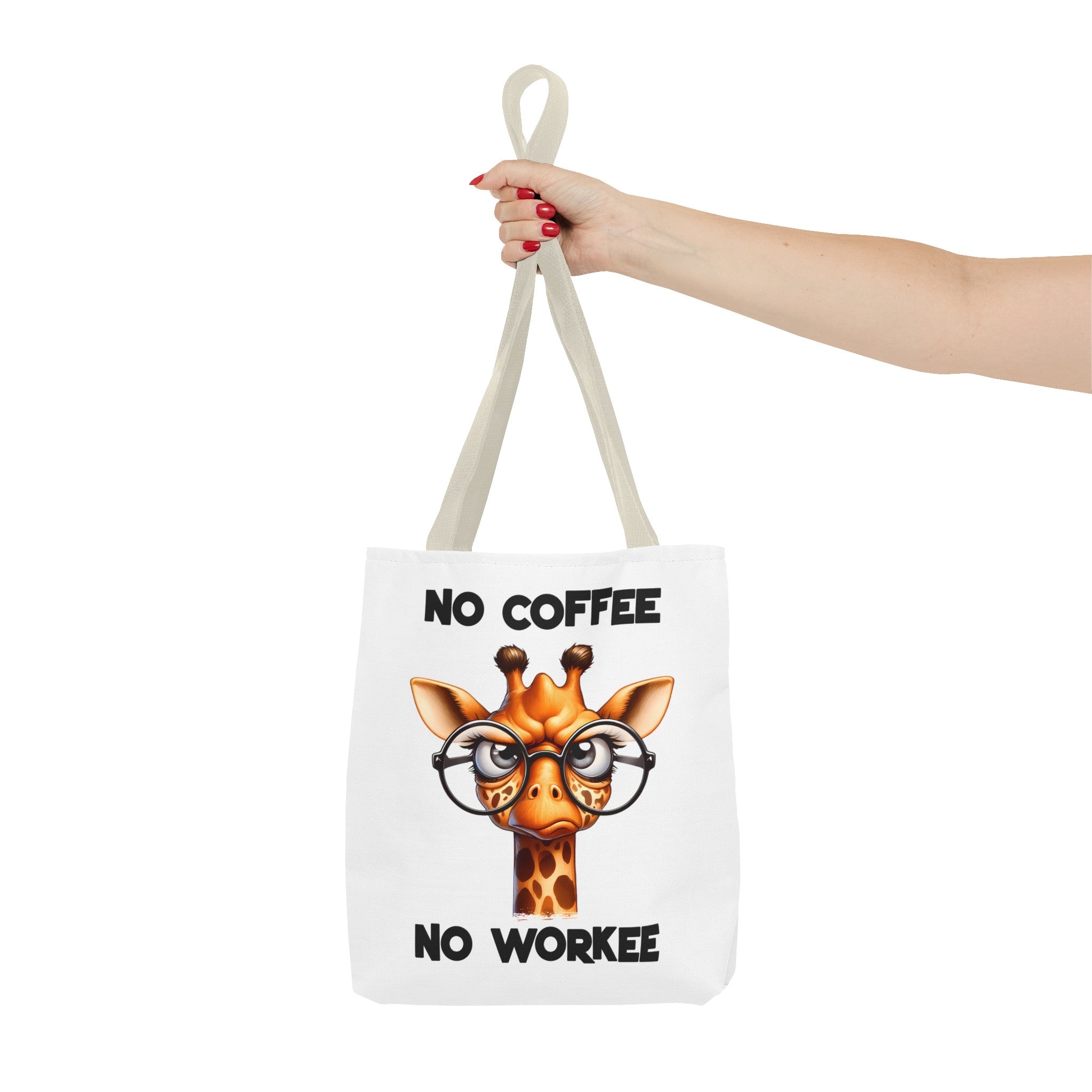 Funny Giraffe Tote Bag, No Coffee No Workee Quote Bag, Cute Giraffe with Glasses, Animal Quote Tote, Trendy Shopping Bag, Reusable Bag Tote Tote Bag