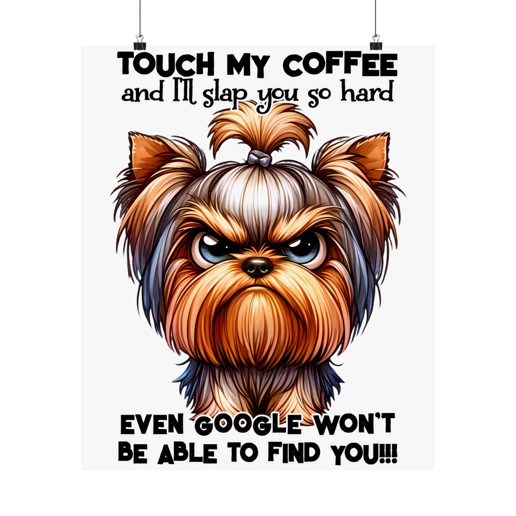 Funny Dog Coffee Quote Wall Art, Humorous Pet Poster, Dog Lover Gift, Coffee Decor, Wall Art for Kitchen, Office Decor, Pet Quotes Art Matte Vertical Posters