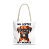 No Coffee No Workee Tote Bag, Funny Dog Tote Bag, Cute Dog Lover Gift, Unique Tote Bag, Reusable Shopping Bag, Trendy Tote Bag Tote Tote Bag