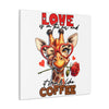 Cute Giraffe Love Wall Art, Coffee Quote Poster, Quirky Animal Decor, Fun Giraffe Illustration, Heart Glasses Artwork, Romantic Coffee Print Canvas Gallery Wraps