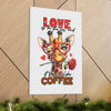 Cute Giraffe Love Wall Art, Coffee Quote Poster, Quirky Animal Decor, Fun Giraffe Illustration, Heart Glasses Artwork, Romantic Coffee Print Canvas Gallery Wraps