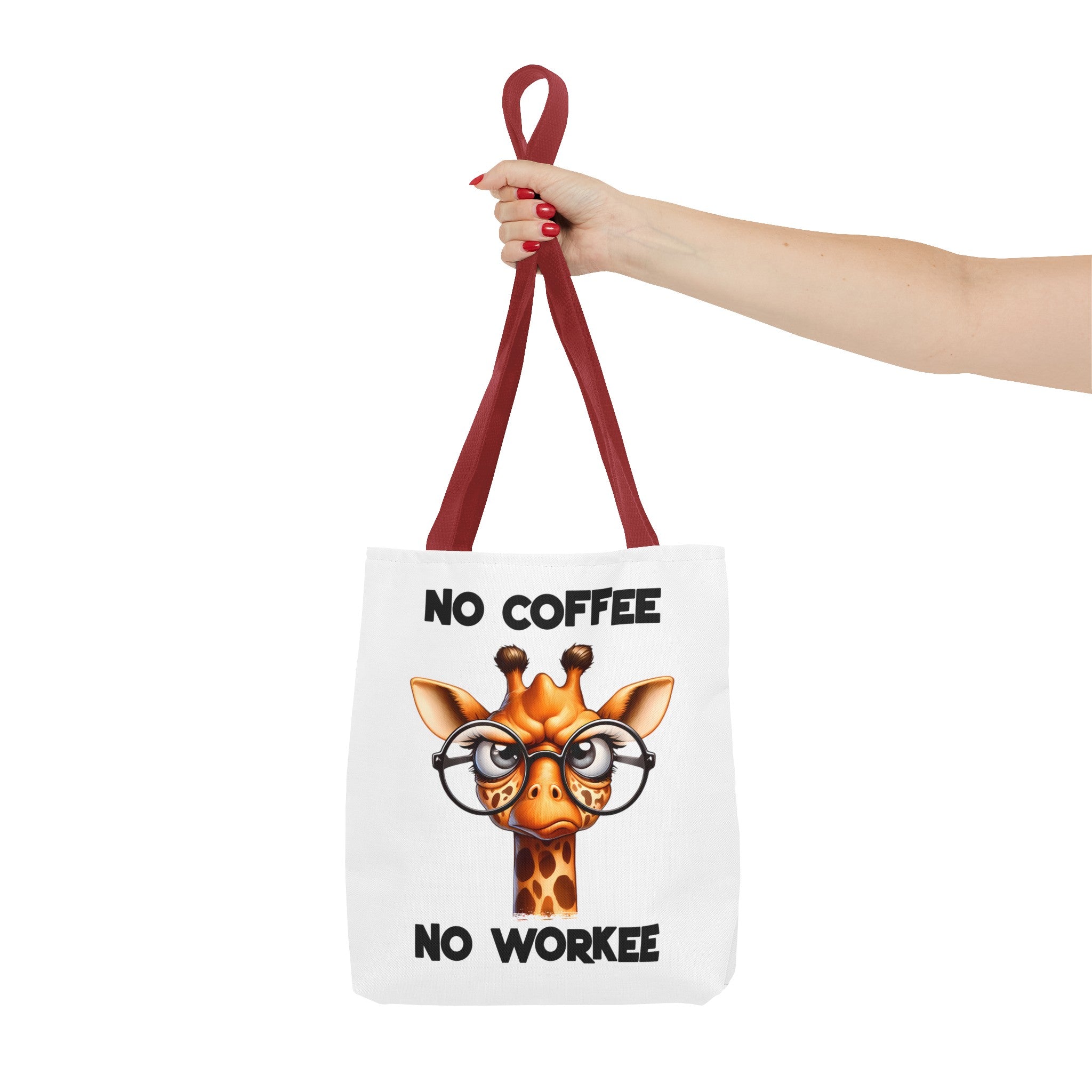 Funny Giraffe Tote Bag, No Coffee No Workee Quote Bag, Cute Giraffe with Glasses, Animal Quote Tote, Trendy Shopping Bag, Reusable Bag Tote Tote Bag