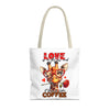 Love Is In The Air Giraffe Tote Bag, Cute Coffee Lover Giraffe Tote Bag, Funny Giraffe With Rose Tote Bag, Valentine's Day Gift Tote Bag Tote Tote Bag