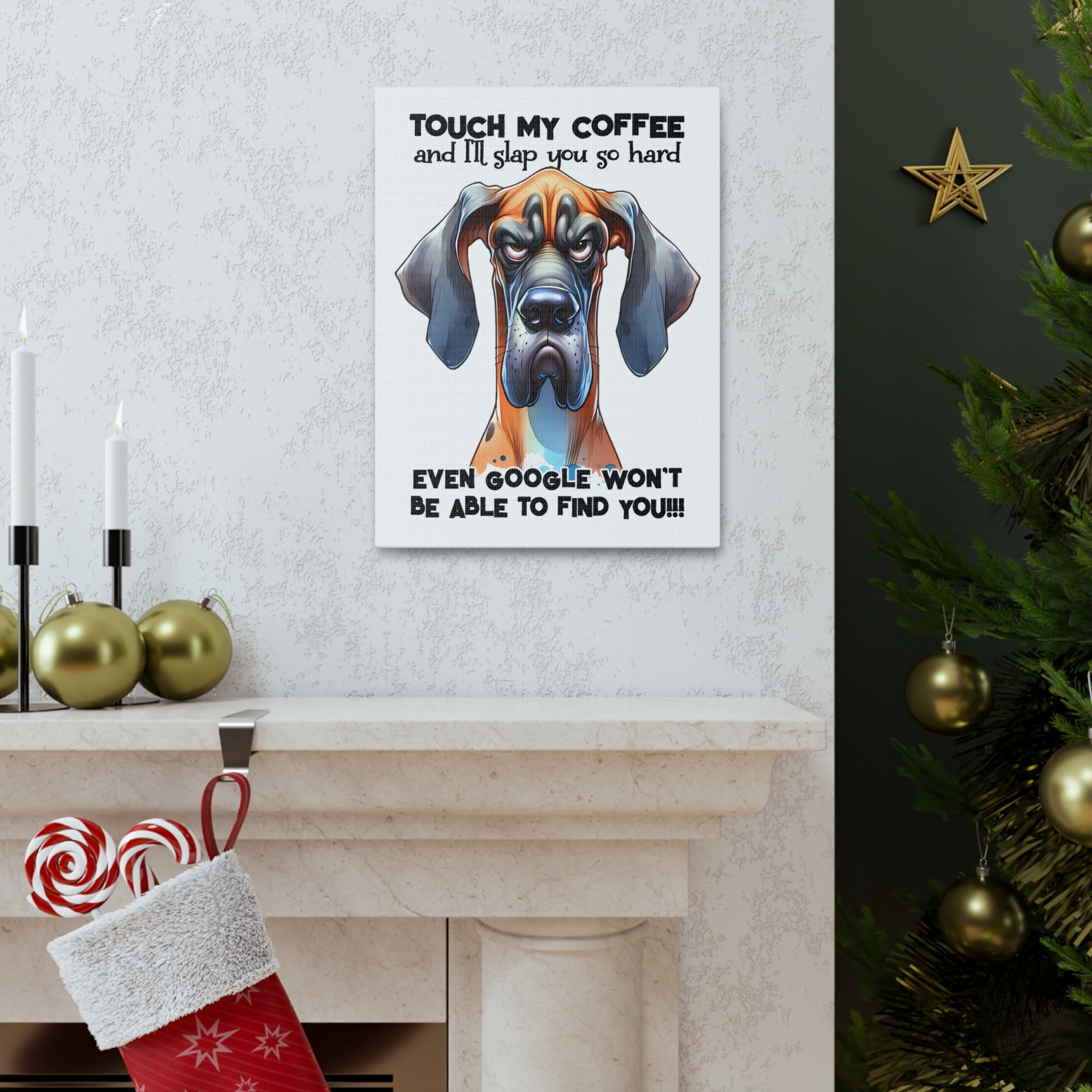 Funny Dog Wall Art, Pet Lover Gift, Coffee Quote Wall Decor, Humorous Pet Poster, Quirky Kitchen Art, Animal Lover Canvas Canvas Gallery Wraps