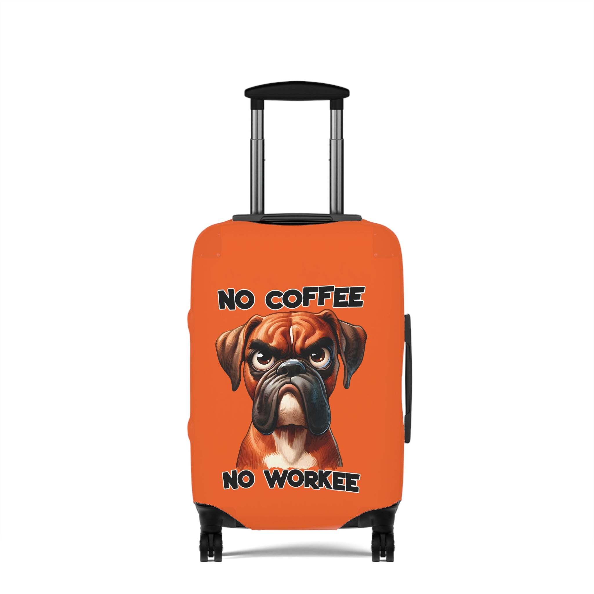 Funny Dog Luggage Cover, No Coffee No Workee Luggage Cover, Boxer Dog Luggage Cover, Gift for Dog Lovers, Humorous Luggage Cover, Dog Owner Gift, Pet Lover Luggage Cover