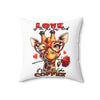 Love Is In The Air Pillow, Funny Giraffe Decor, Coffee Lover Gift, Cute Animal Cushion, Rose and Heart Design Pillow, Unique Home Decor Spun Polyester Square Pillow