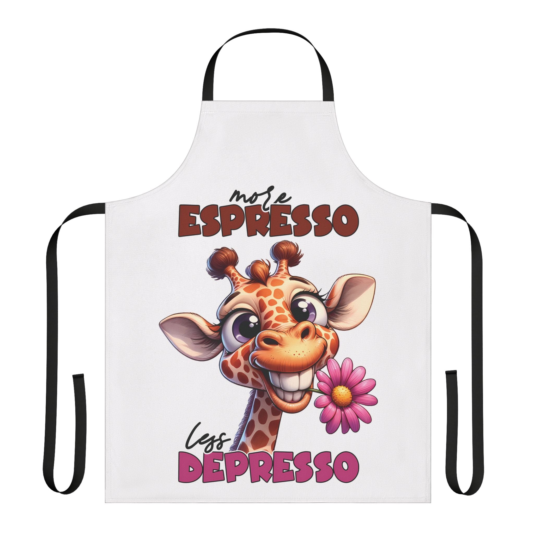 Funny Giraffe Apron, More Espresso Less Depresso, Cute Animal Apron, Humorous Morning Gift, Fun Novelty Apron, Unique Work Gift Apron