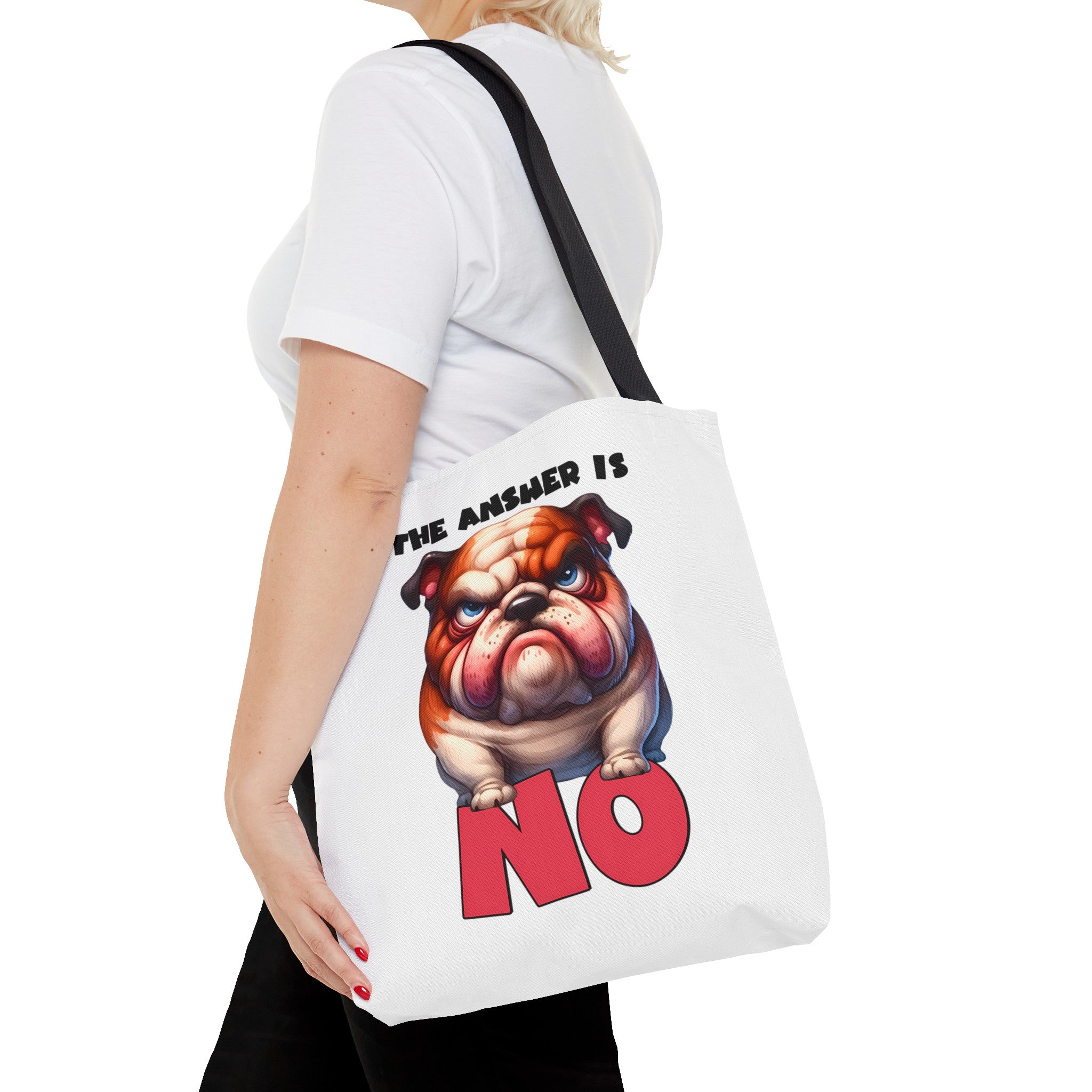 Funny Bulldog Tote Bag, The Answer Is No Graphic Tote, Cute Dog Illustration, Reusable Shopping Bag, Gift for Dog Lovers, Pet-themed Tote Tote Tote Bag