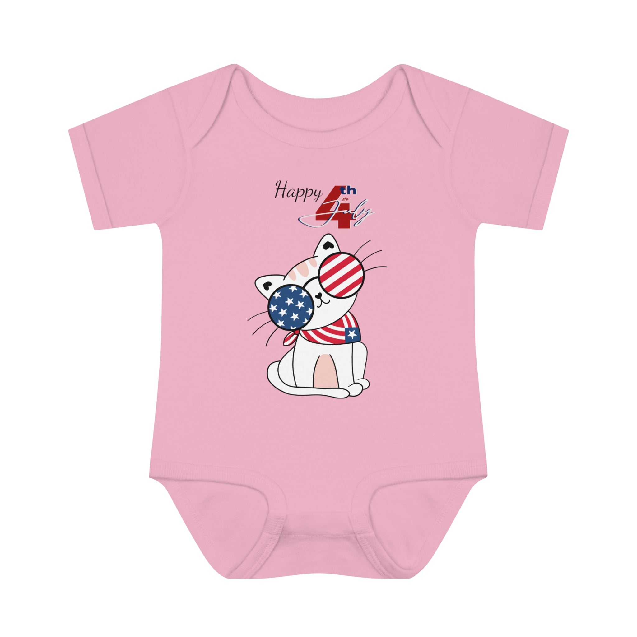 Happy 4th of July Cute Cat design Baby Bodysuit