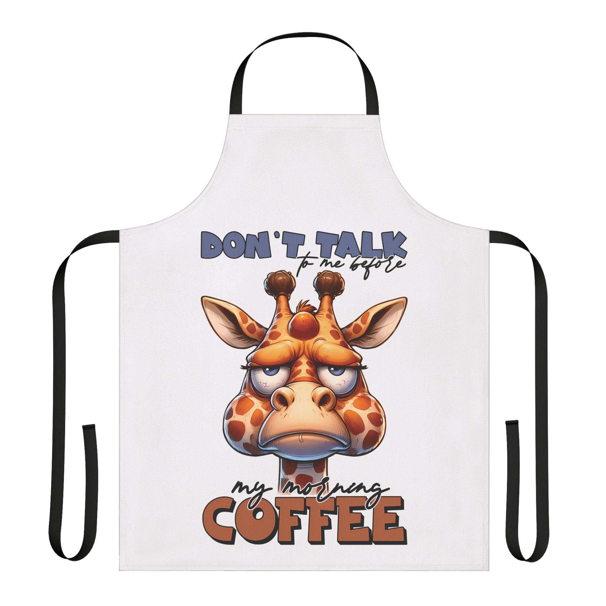 Funny Giraffe Apron, Don't Talk To Me Before My Morning Coffee Apron, Cute Animal Design Apron, Humorous Gift for Coffee Lovers Apron