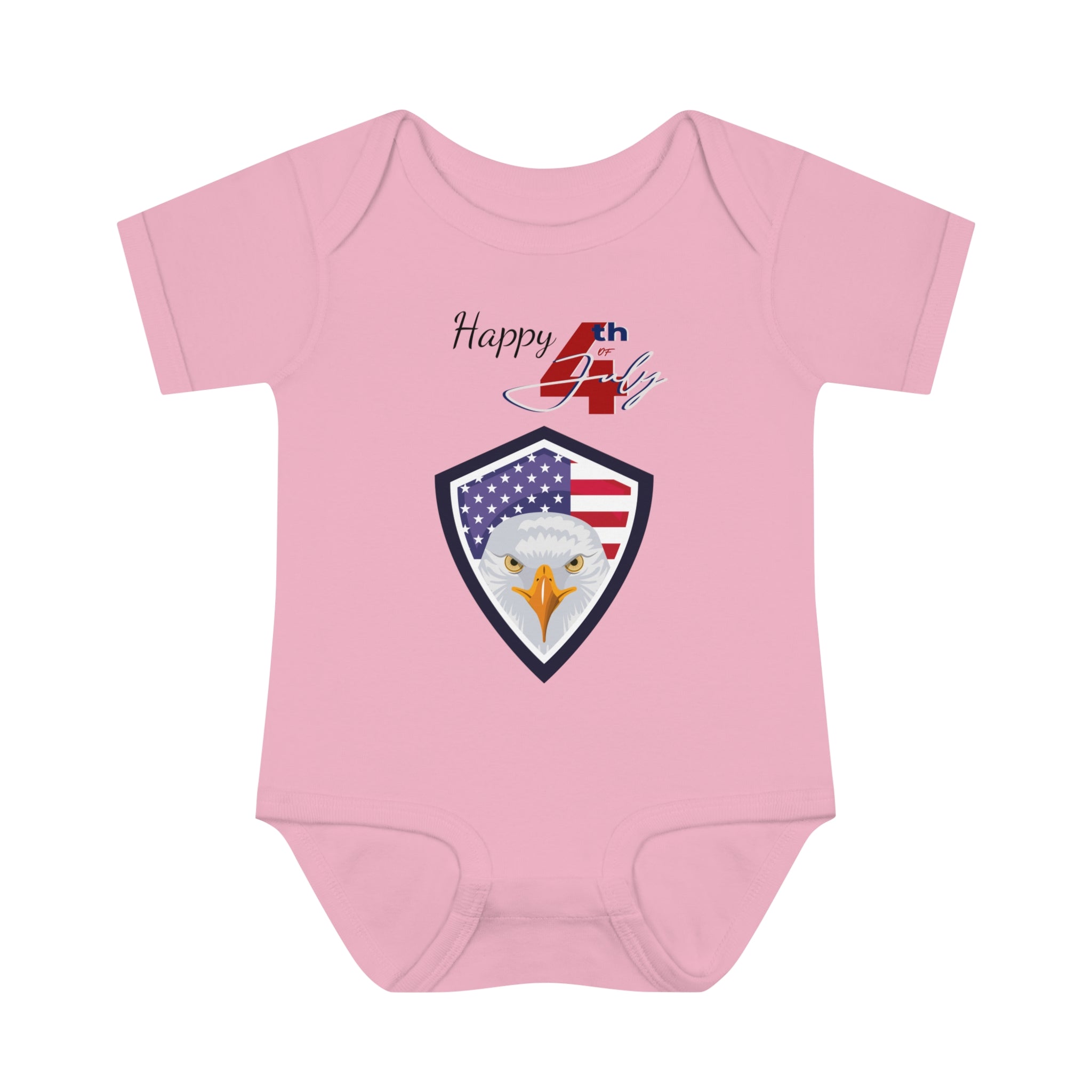 Happy 4th of July American Flag Eagle Design Baby Bodysuit