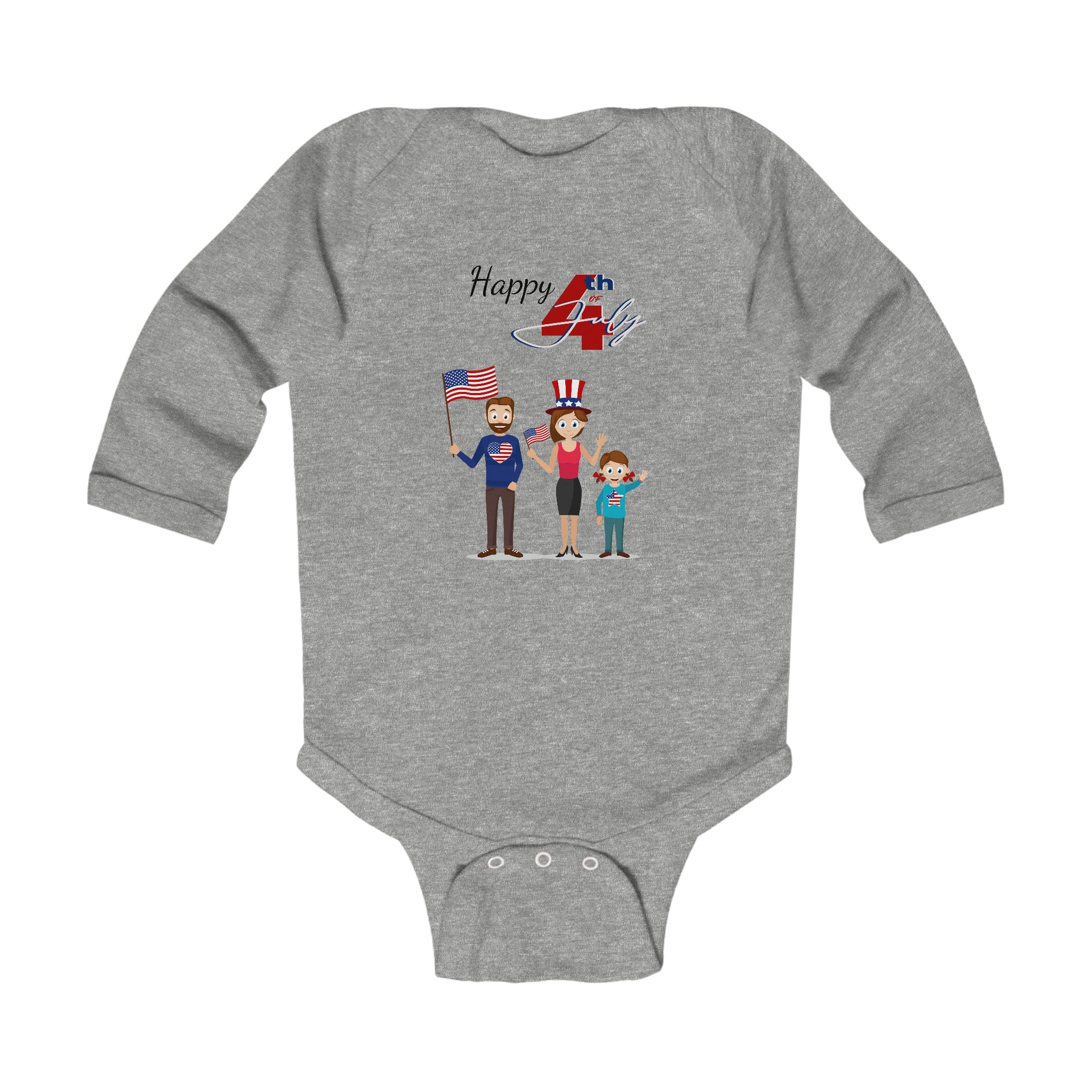 Happy 4th of July Family Long Sleeve Baby Bodysuit