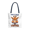 Funny Giraffe Tote Bag, Don't Talk to Me Before My Morning Coffee, Cute Animal Design, Coffee Lover Gift, Trendy Eco-Friendly Tote Tote Tote Bag