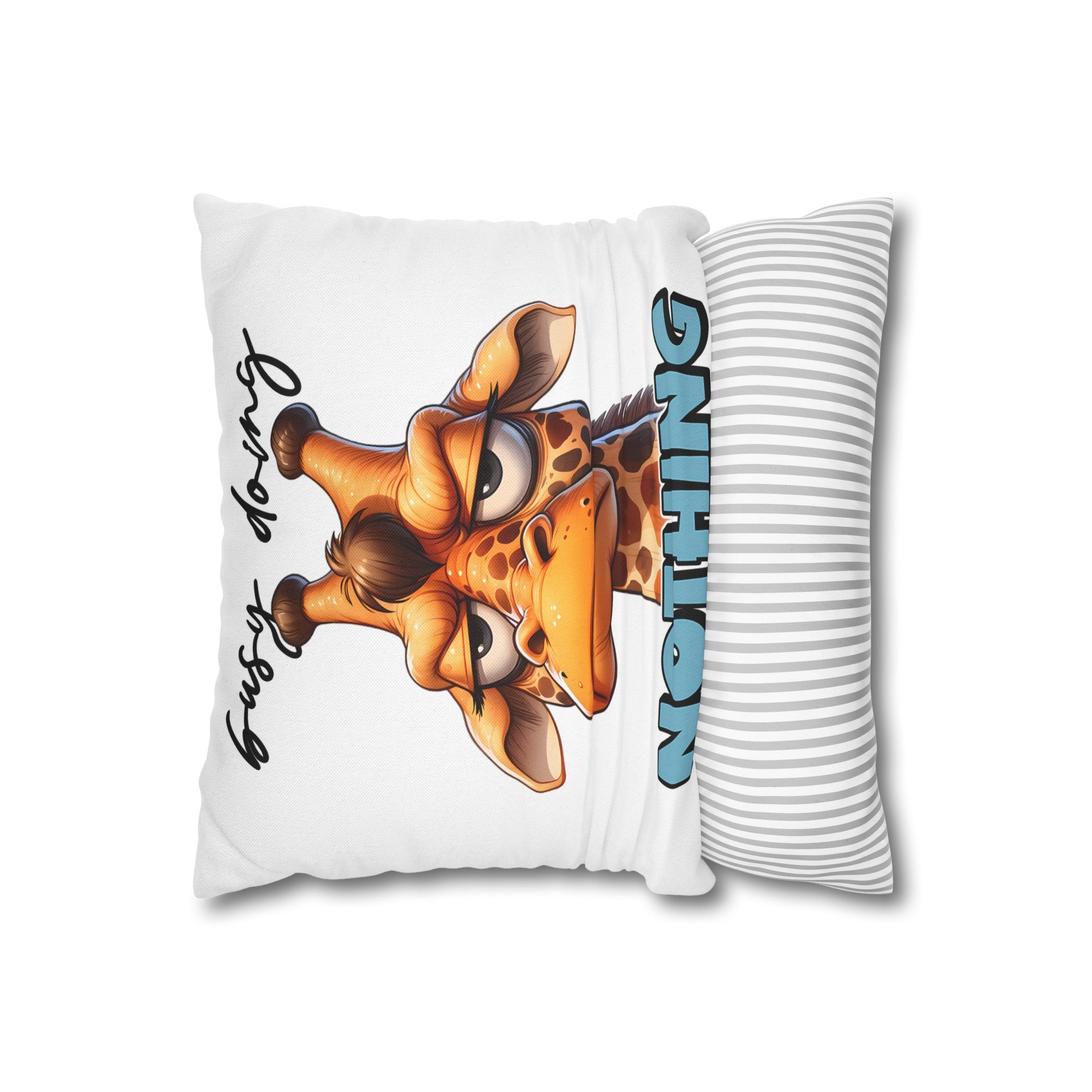 Funny Giraffe Pillow Cover, Busy Doing Nothing Pillow Cover, Animal Lover Decorative Pillow, Cute Animal Print Pillow Cover Spun Polyester Square Pillowcase