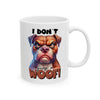 Funny Dog Mug, I Don't Give a Woof, Bulldog Lover Gift, Cute Pet Owner Coffee Cup, Humorous Canine Design, Unique Dog Meme Mug Ceramic Mug, (11oz, 15oz)