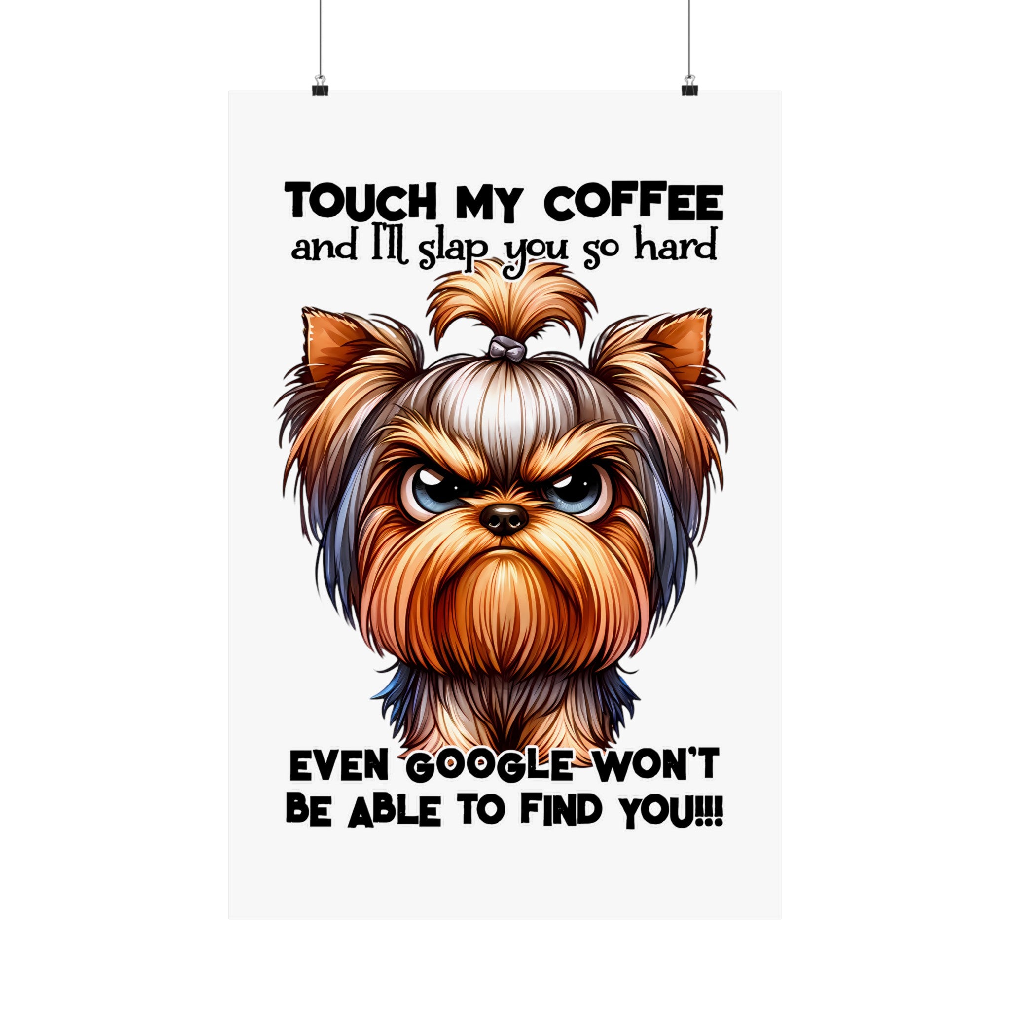 Funny Dog Coffee Quote Wall Art, Humorous Pet Poster, Dog Lover Gift, Coffee Decor, Wall Art for Kitchen, Office Decor, Pet Quotes Art Matte Vertical Posters