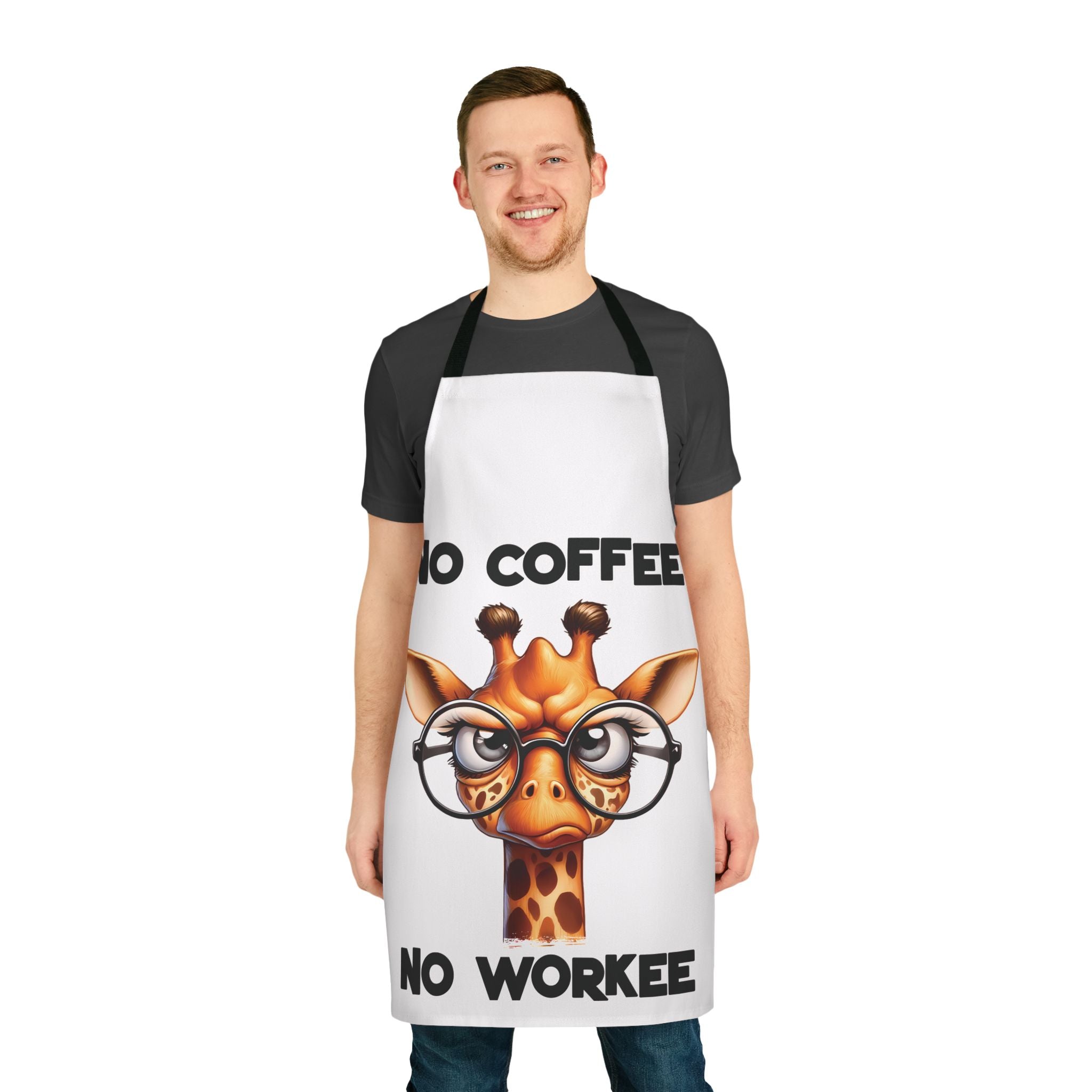 Funny Giraffe Apron, No Coffee No Workee Apron, Giraffe with Glasses Apron, Cute Animal Lover Gift, Coffee Lover Apron, Office Humor Gift Apron