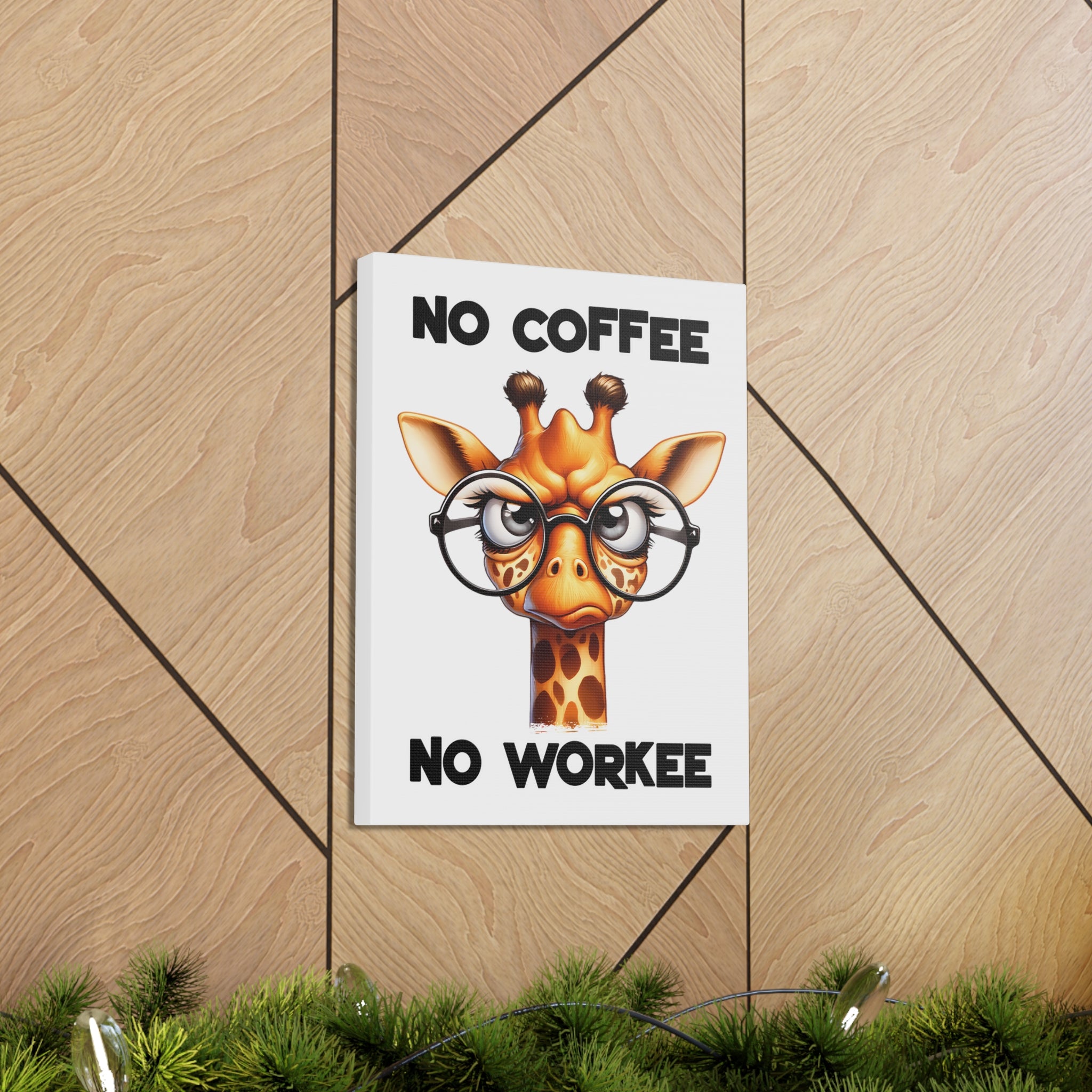 Funny Giraffe Wall Art, No Coffee No Workee Print, Animal Lover Decor, Humorous Office Wall Art, Unique Coffee Lover Gift, Canvas Gallery Wrap Canvas Gallery Wraps