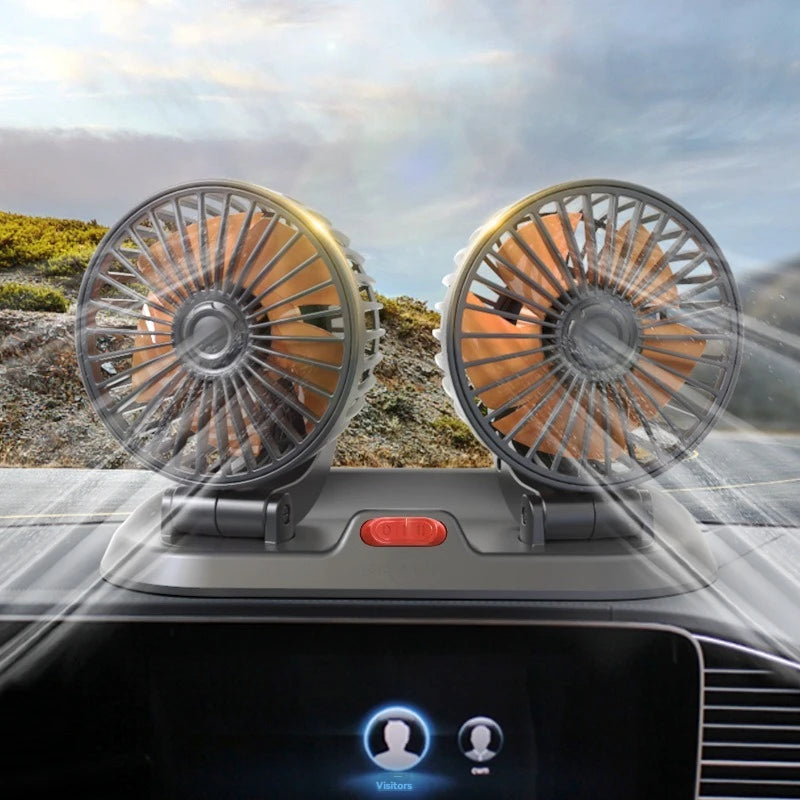 Car Flash F410 Car Double-Head Folding Fan Rotatable Rotatable Head Fan Gently Circulates Large Air Fan