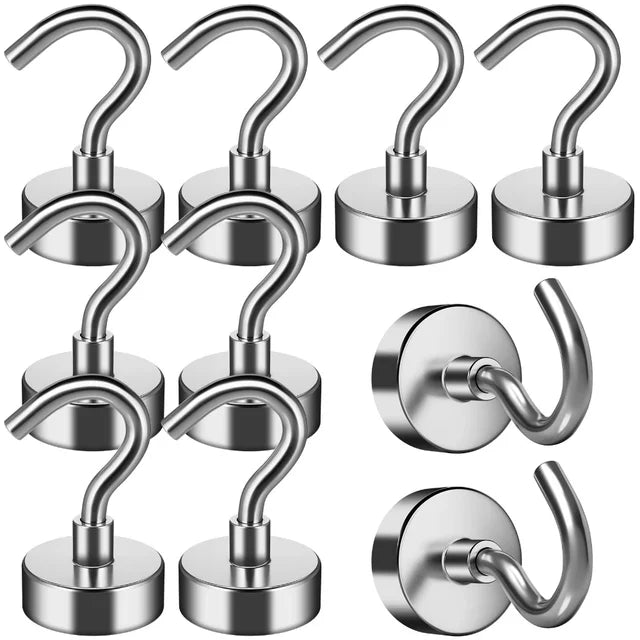 1 6-20 Pcs 16 MM Strong Magnetic Hooks Heavy Duty Wall Hooks Hanger Super Strong Neodymium Magnet Hooks for Home Kitchen Coat Cup