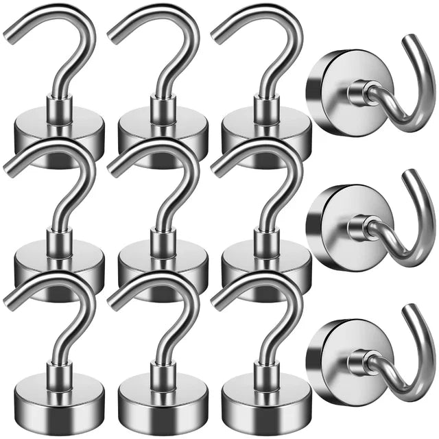 1 6-20 Pcs 16 MM Strong Magnetic Hooks Heavy Duty Wall Hooks Hanger Super Strong Neodymium Magnet Hooks for Home Kitchen Coat Cup