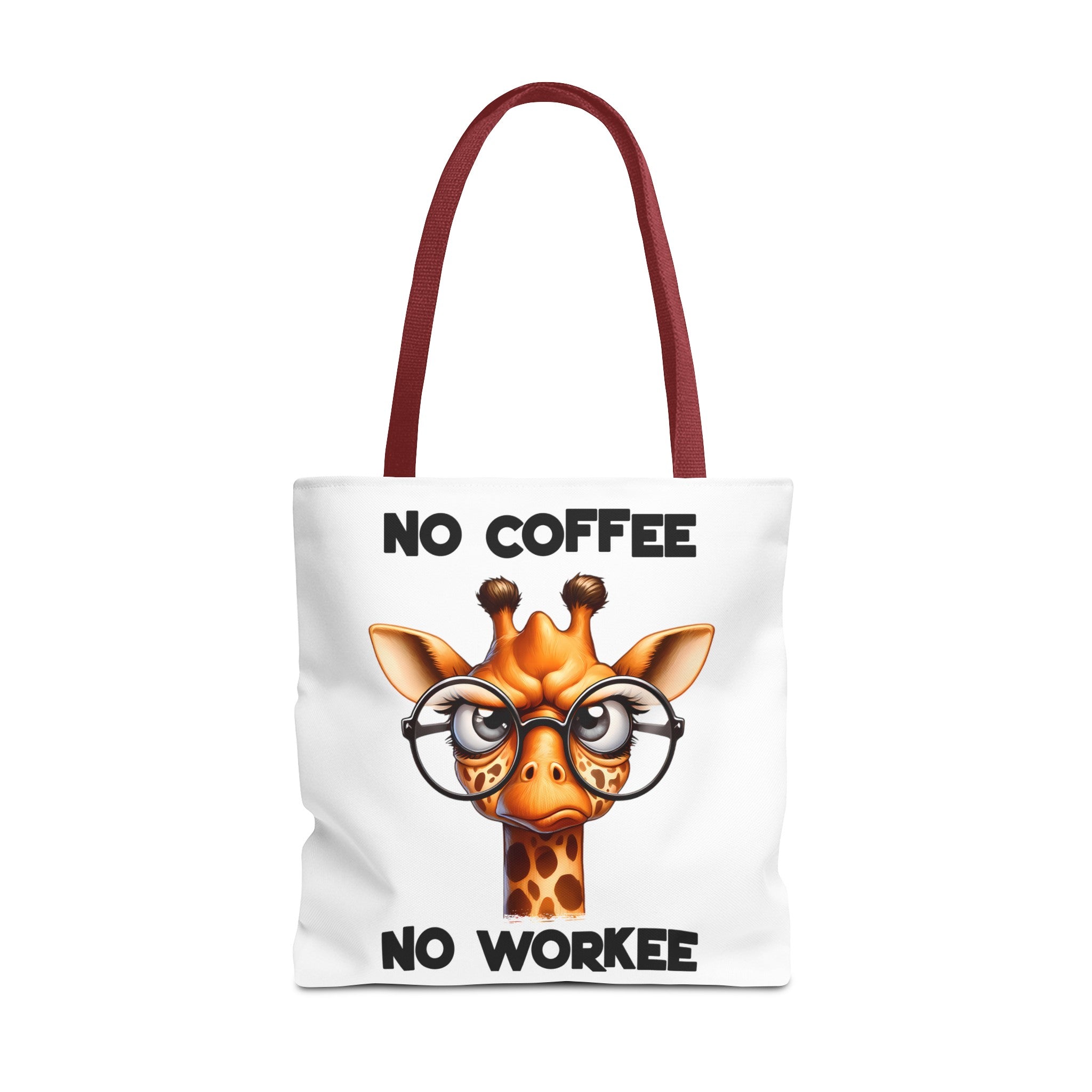 Funny Giraffe Tote Bag, No Coffee No Workee Quote Bag, Cute Giraffe with Glasses, Animal Quote Tote, Trendy Shopping Bag, Reusable Bag Tote Tote Bag