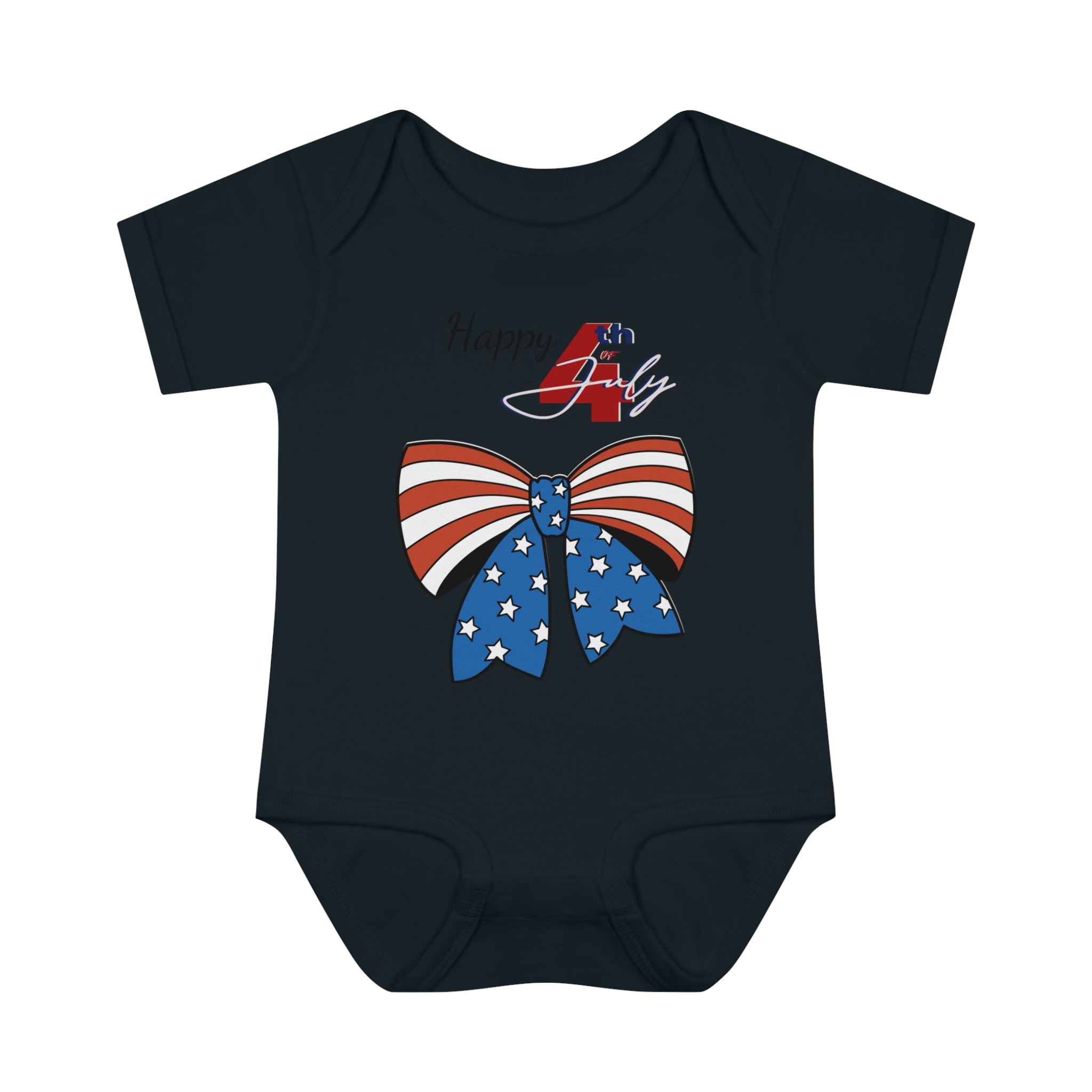 Happy 4th of July American Flag design Bow Tie Baby Bodysuit